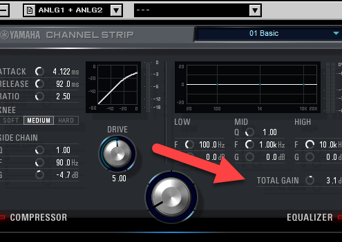 Channel Strip met Total Gain