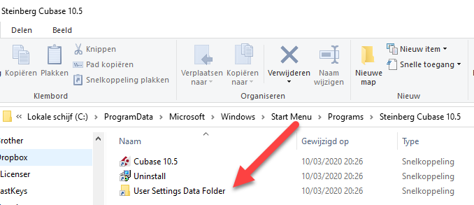 Afbeelding User Settings Data Folder