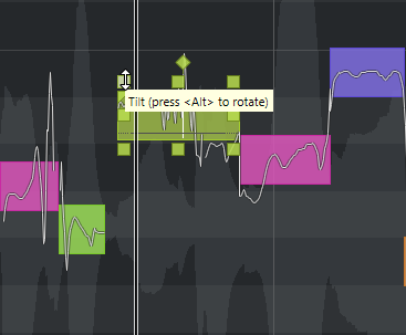 Abeelding: Tilt in VariAudio in Cubase