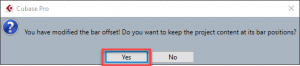 Afbeelding Pop-up keep project content in Cubase