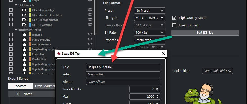 Afbeelding: Export Audio Mixdown in Cubase