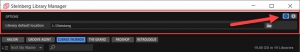 Schermafbeelding van Steinberg Library Manager met nadruk op Options (tandwiel icoon). Library default locations is opgengeklapt.