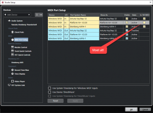 Studio Setup MIDI Port Setup
