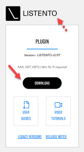 Voorbeeld van downloadpagina Audiomovers Listento 